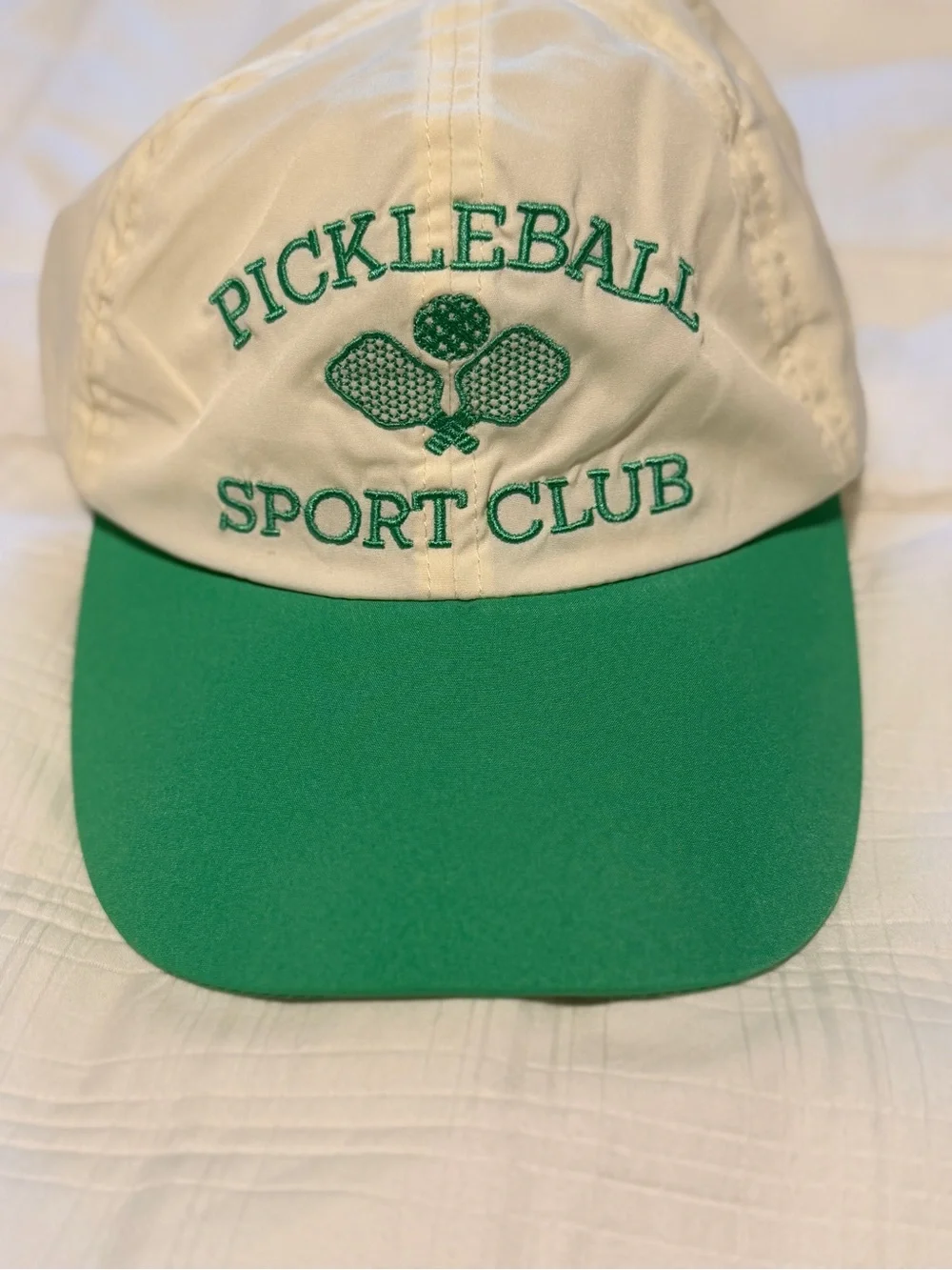 Pickleball Sport Club White & Green Performance Cap